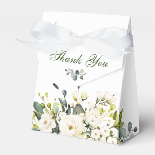 Elegant Eucalyptus White Roses Bridal Shower Favor Boxes