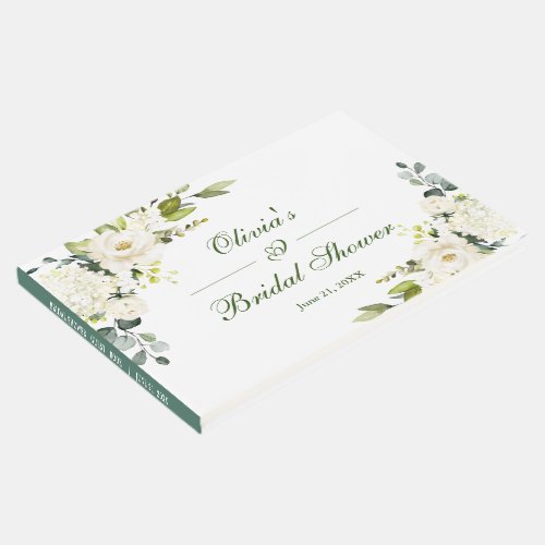 Elegant Eucalyptus White Roses Bridal Shower Guest Book