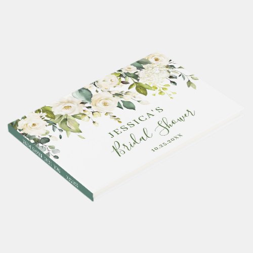 Elegant Eucalyptus White Roses Bridal Shower Guest Book