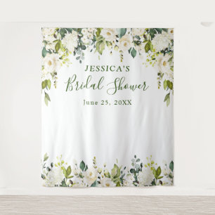 Elegant Eucalyptus White Roses Bridal Shower Tapes Tapestry