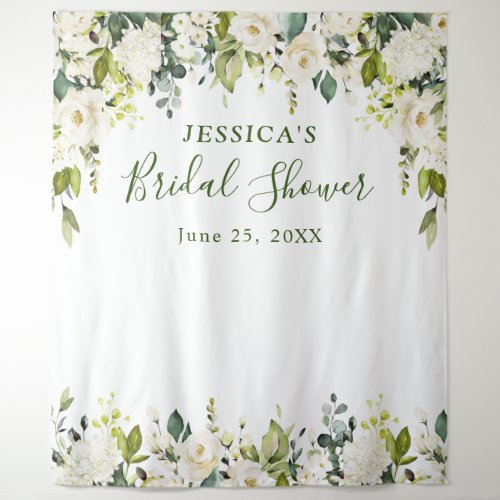 Elegant Eucalyptus White Roses Bridal Shower Tapes Tapestry