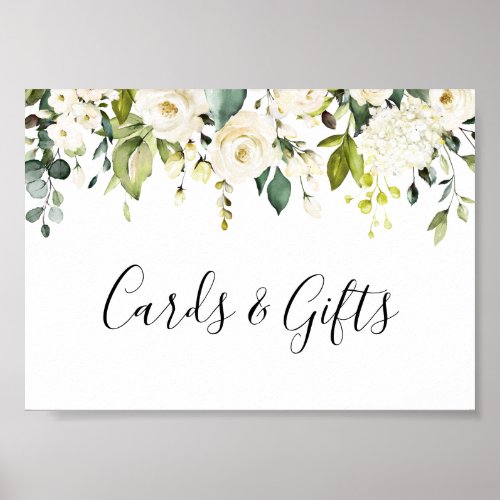 Elegant Eucalyptus White Roses Cards  Gifts Sign