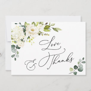 Elegant Eucalyptus White Roses Floral Thank You Card