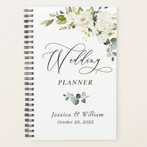 Elegant Eucalyptus White Roses Floral Wedding Plan Planner