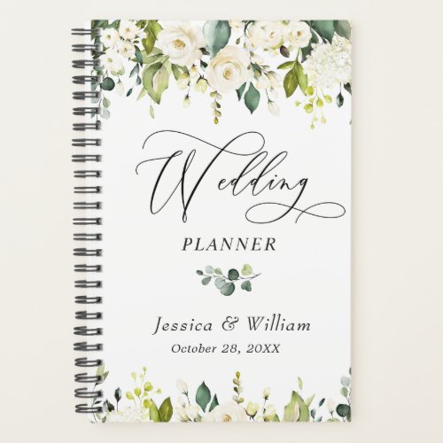 Elegant Eucalyptus White Roses Floral Wedding Planner
