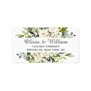 Elegant Eucalyptus White Roses Return Address Label