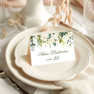 Elegant Eucalyptus White Roses Wedding Escort Card