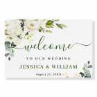 Elegant Eucalyptus White Roses Wedding Welcome