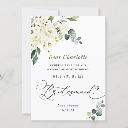 Elegant Eucalyptus Will You Be My Bridesmaid Invitation