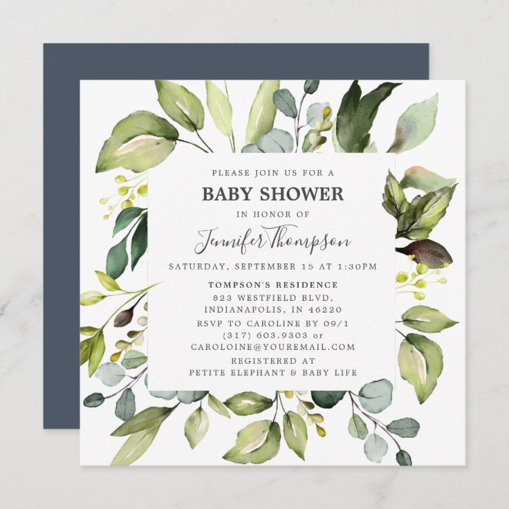 Elegant Eucalyptus with Greenery Baby Shower Invitation | Zazzle