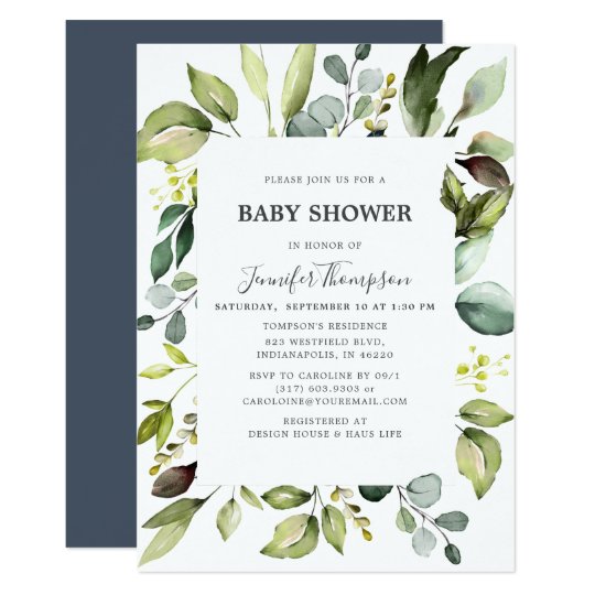 Elegant Eucalyptus With Greenery Baby Shower Invitation 