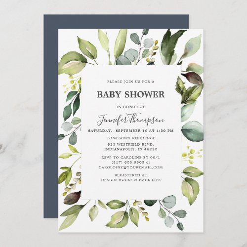 Elegant Eucalyptus with Greenery Baby Shower Invitation