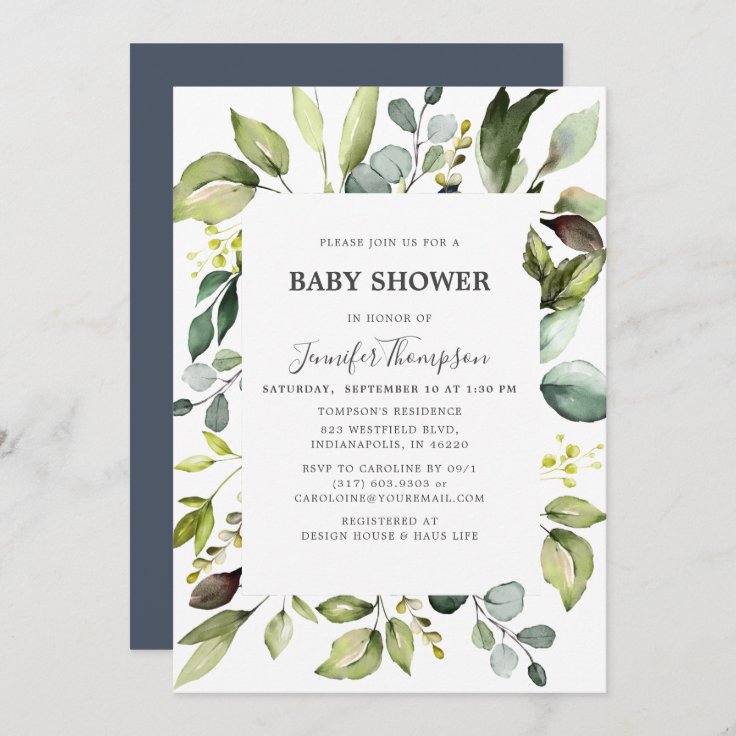 Elegant Eucalyptus with Greenery Baby Shower Invitation | Zazzle