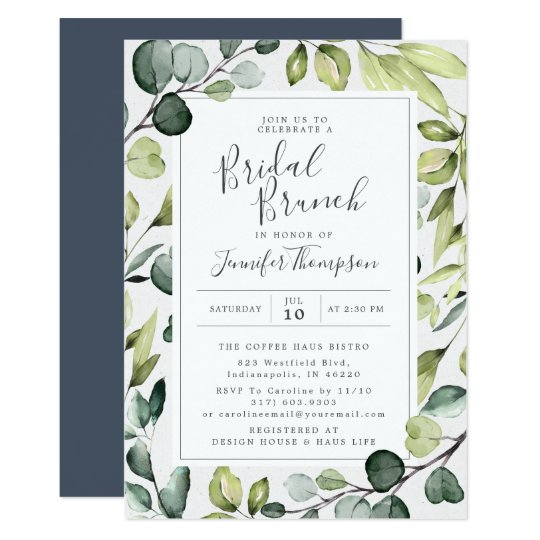 Elegant Eucalyptus with Greenery Bridal Shower Invitation