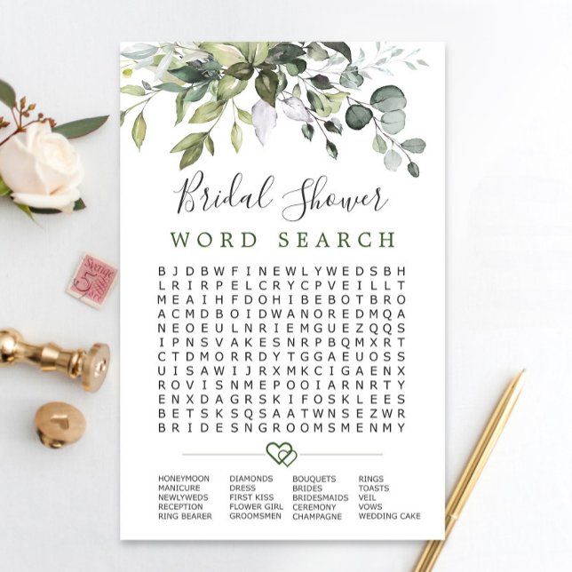 Elegant Eucalyptus Word Search Bridal Shower Game (Creator Uploaded)