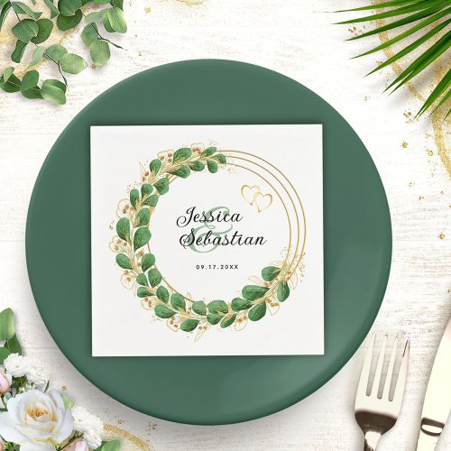 Elegant Eucalyptus Wreath Botanical Wedding  Napkins