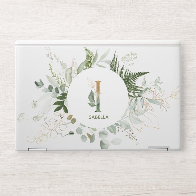 Elegant Eucalyptus Wreath Letter I HP Laptop Skin (Front)