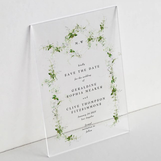 Elegant Eucalyptus Wreath Monogram Save The Date (Creator Uploaded)