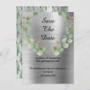 ELEGANT EUCALYPTUS WREATH SILVER SAVE THE DATE