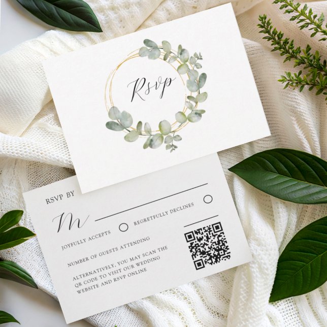 Elegant Eucalyptus Wreath Wedding RSVP Card (Creator Uploaded)