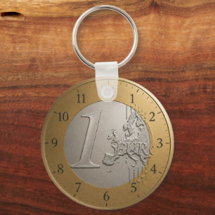 Elegant Euro Coin Golden Metallic European Map Art Keychain