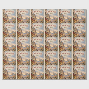 Elegant European Christmas Cityscape Holiday Wrapping Paper