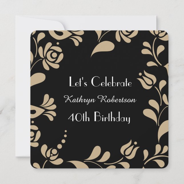 Elegant European Folk Art Birthday Invitation (Front)