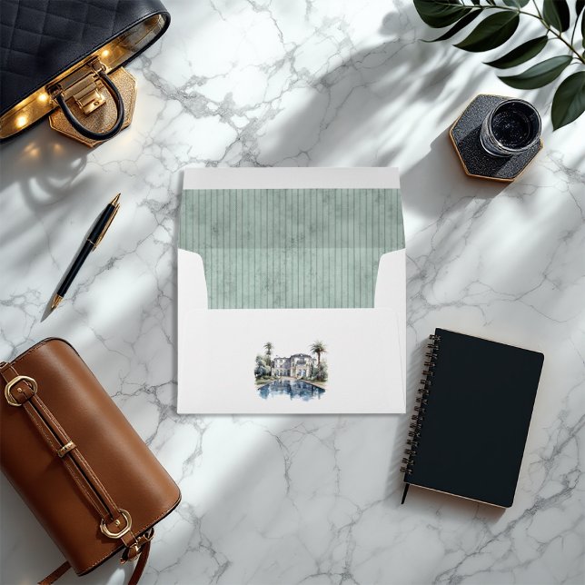 Elegant European Villa Design Old Money Wedding Envelope (Elegant European Villa Design Old Money Wedding Envelope)