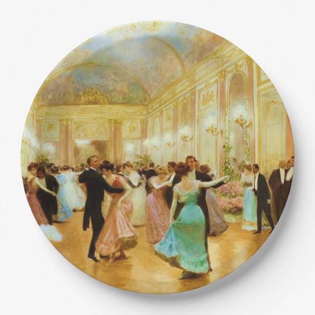 Elegant Evening (Dancing at the Palace Ball) Paper Plates (Front)