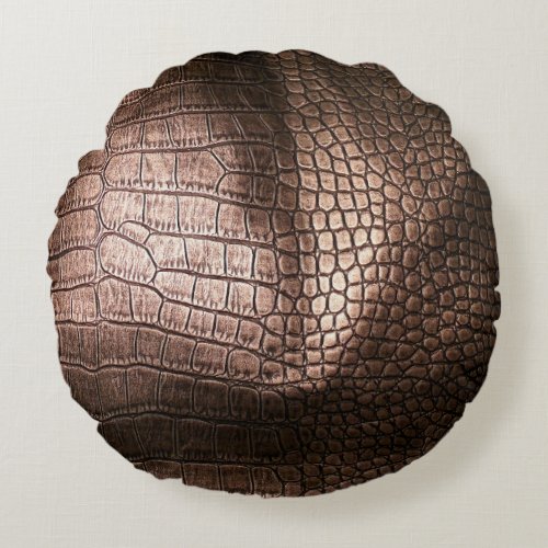 Elegant evening leather texture round pillow