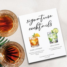 Elegant Evening Signature Cocktails Wedding Menu