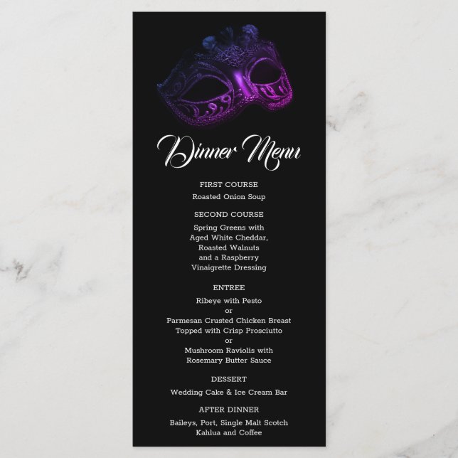 Elegant Evening Wedding Menu (Front)