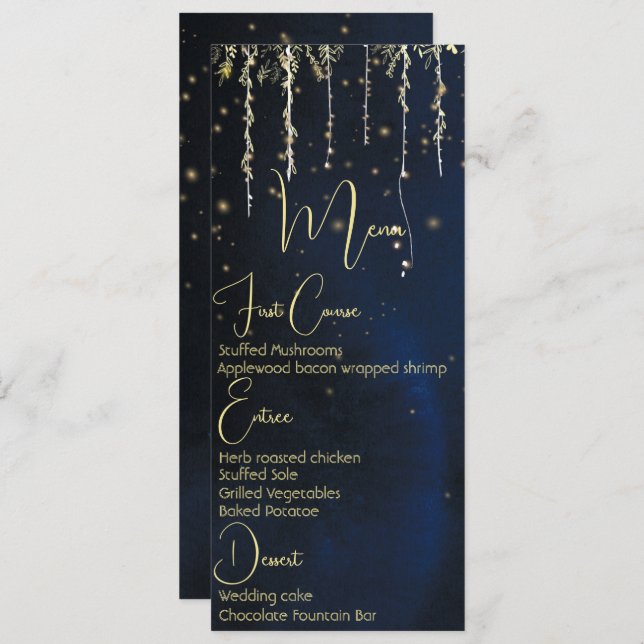 Elegant Evening Wedding Menu Invitation (Front/Back)