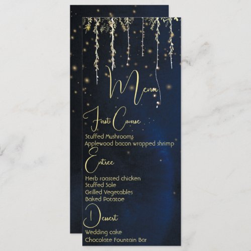 Elegant Evening Wedding Menu Invitation