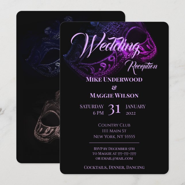 Elegant Evening Wedding Party Invitation (Front/Back)