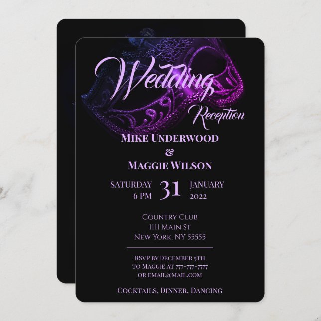 Elegant Evening Wedding Party Invitation (Front/Back)