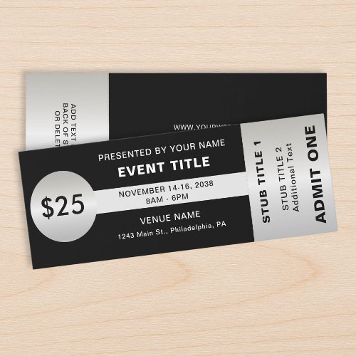 Elegant Event Black Silver Template Raffle Tickets