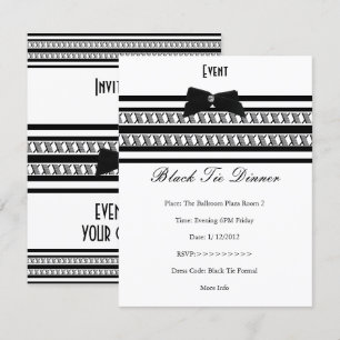 Elegant Event Formal Black Tie White Dinner Invitation
