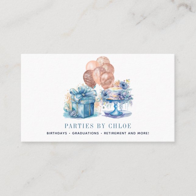 Elegant Event Party Planner Cake Gift Business Card (Front)