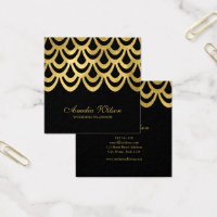 Elegant Event Planner Black Bold Geometric Square Business Card