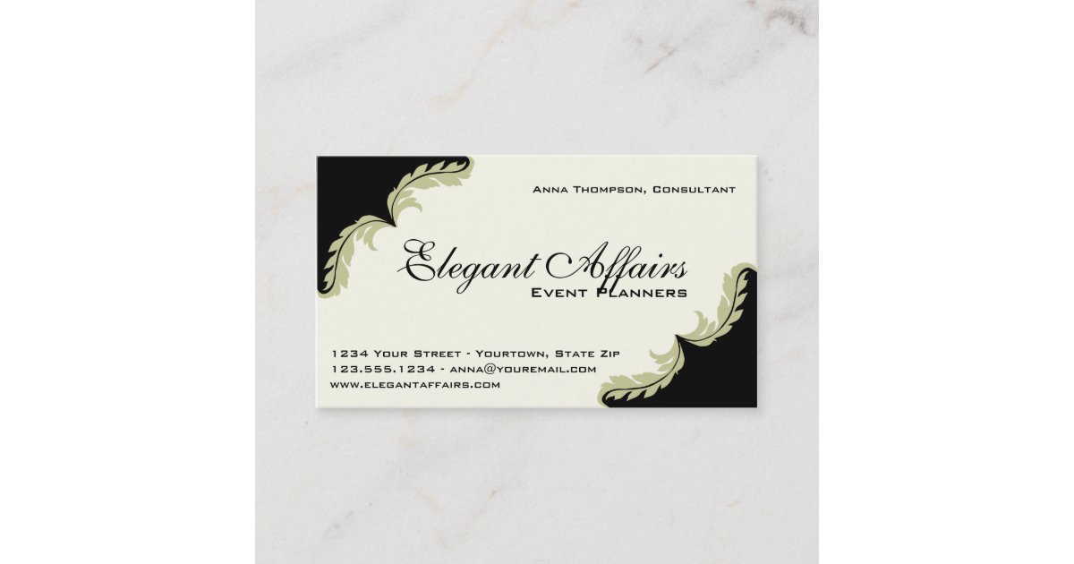 elegant event planner business cards