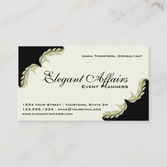 Elegant Event Planner business card (Front)