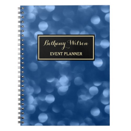 Elegant Event Planner Glamorous Blue Luxe Bokeh Notebook