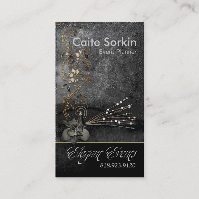 "Elegant Events" - Event Planner Party Coordinator Business Card (Front)