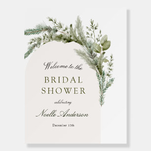 Elegant Evergreen Arch Bridal Shower Welcome Foam Board