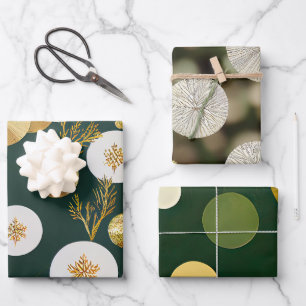 Elegant Evergreen Collection Ivory and Gold  Wrapping Paper Sheets