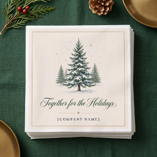 Elegant Evergreen Corporate Holiday Party Napkins