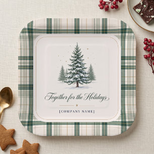 Elegant Evergreen Corporate Holiday Party Paper Plates