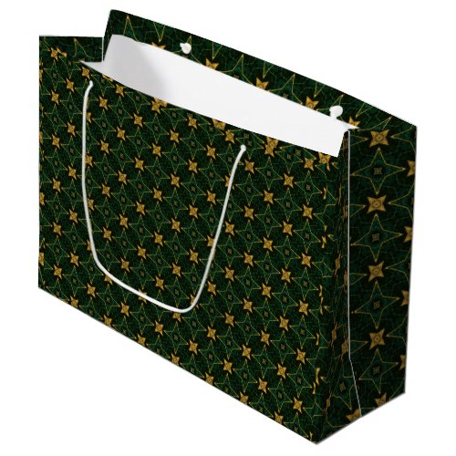 Elegant Evergreen Emerald Green and Gold Large Gift Bag