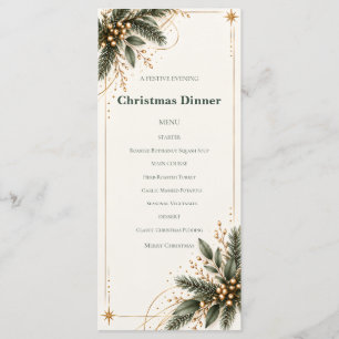 Elegant Evergreen Gold Christmas Dinner Menu